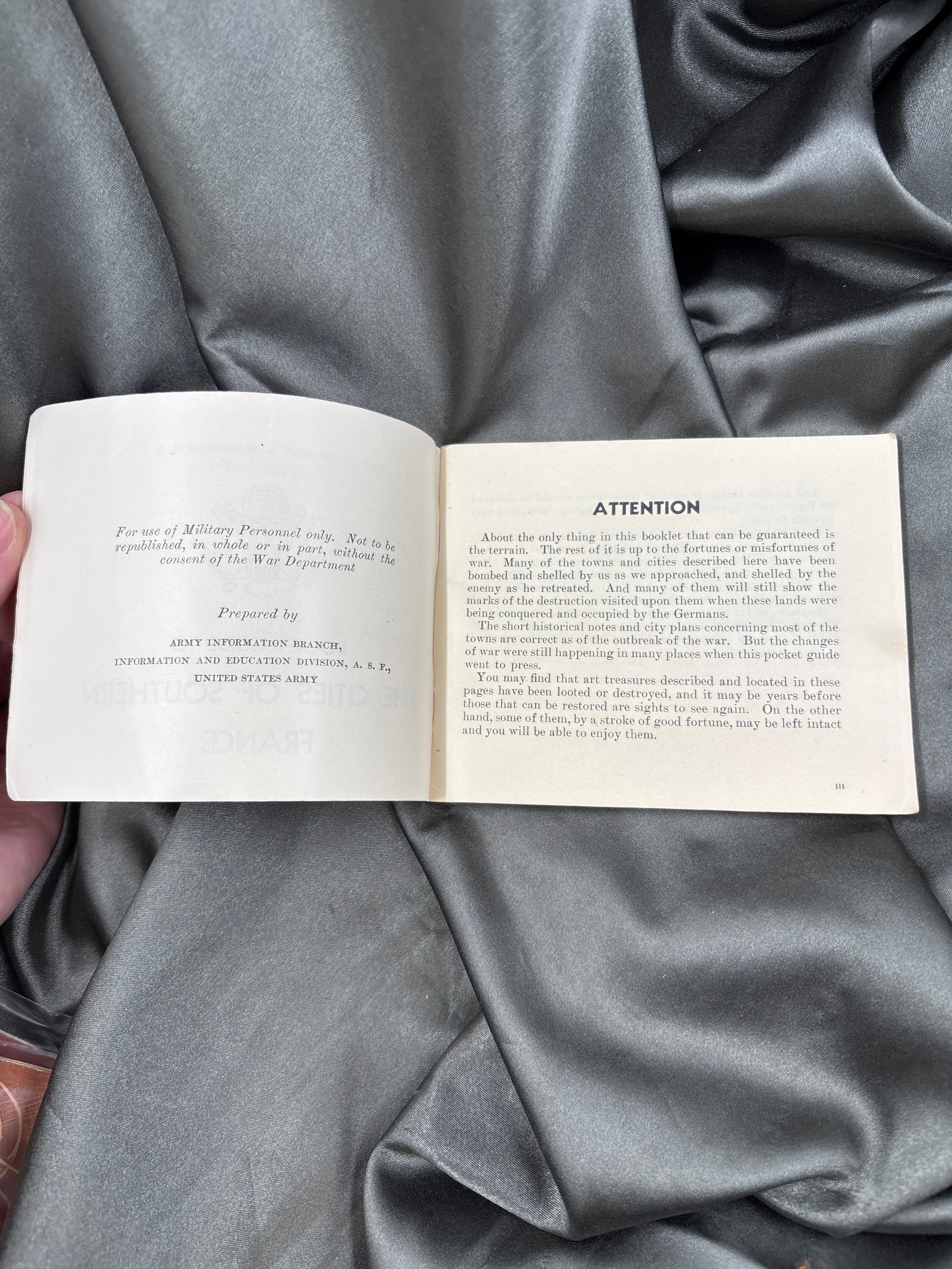 WWII US SOLDIERS POCKET GUIDE TO CITIES OF SOUTHERN FRANCE — image 2