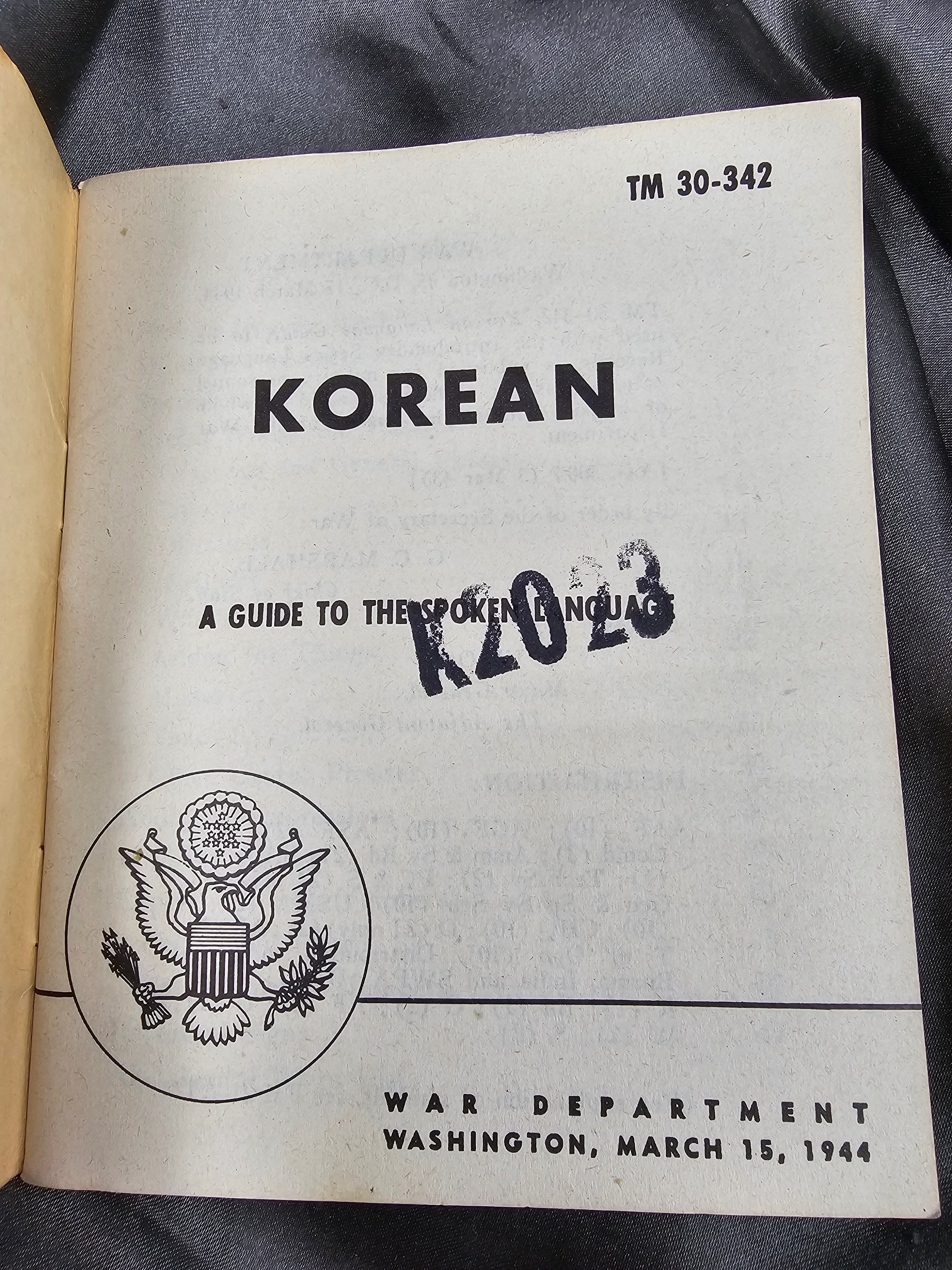 WWII US KOREAN LANGUAGE GUIDE — image 2
