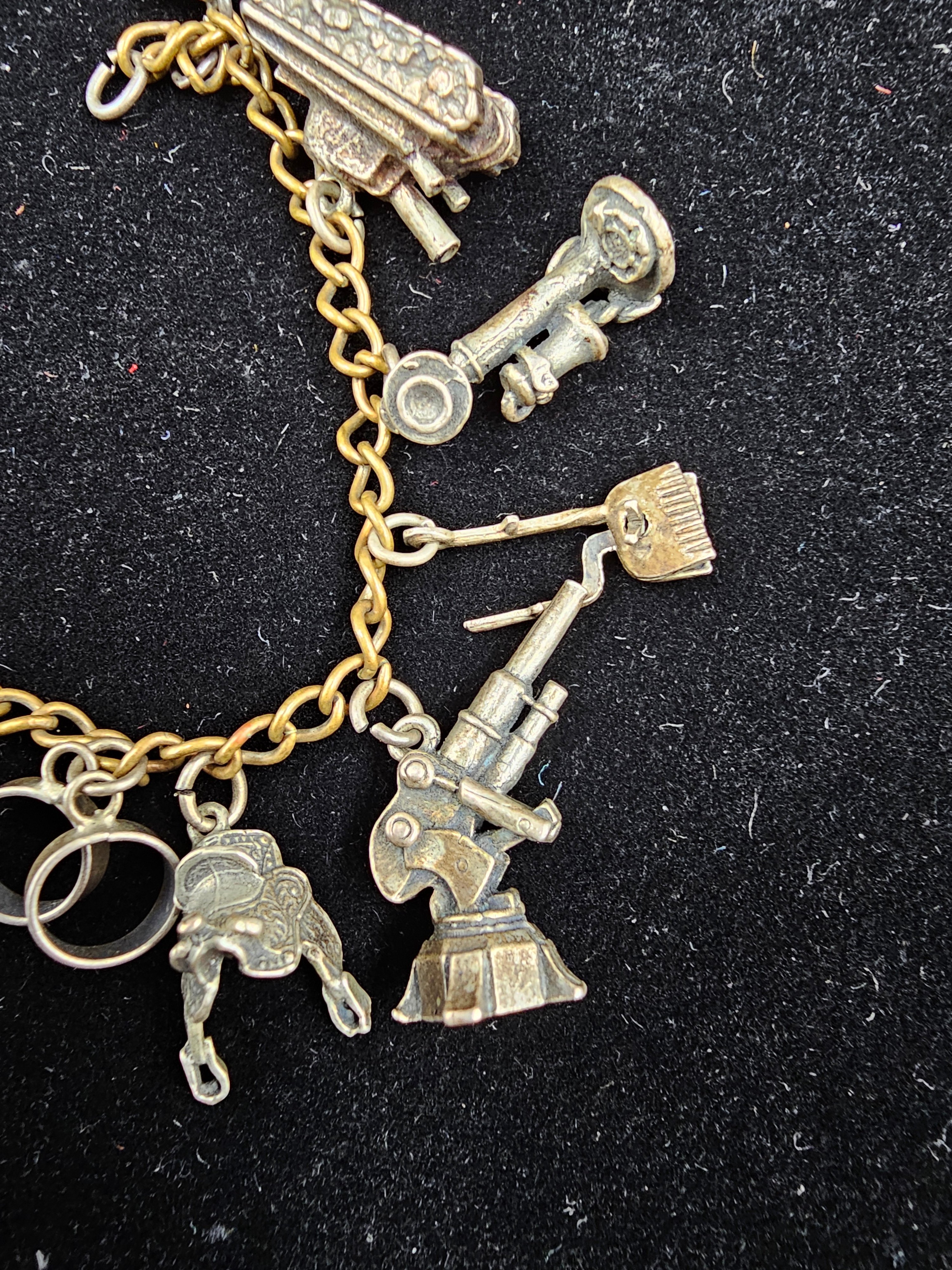 WWII ERA STERLING SWEETHEART CHARM BRACELET — image 2