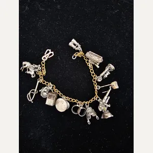 WWII ERA STERLING SWEETHEART CHARM BRACELET