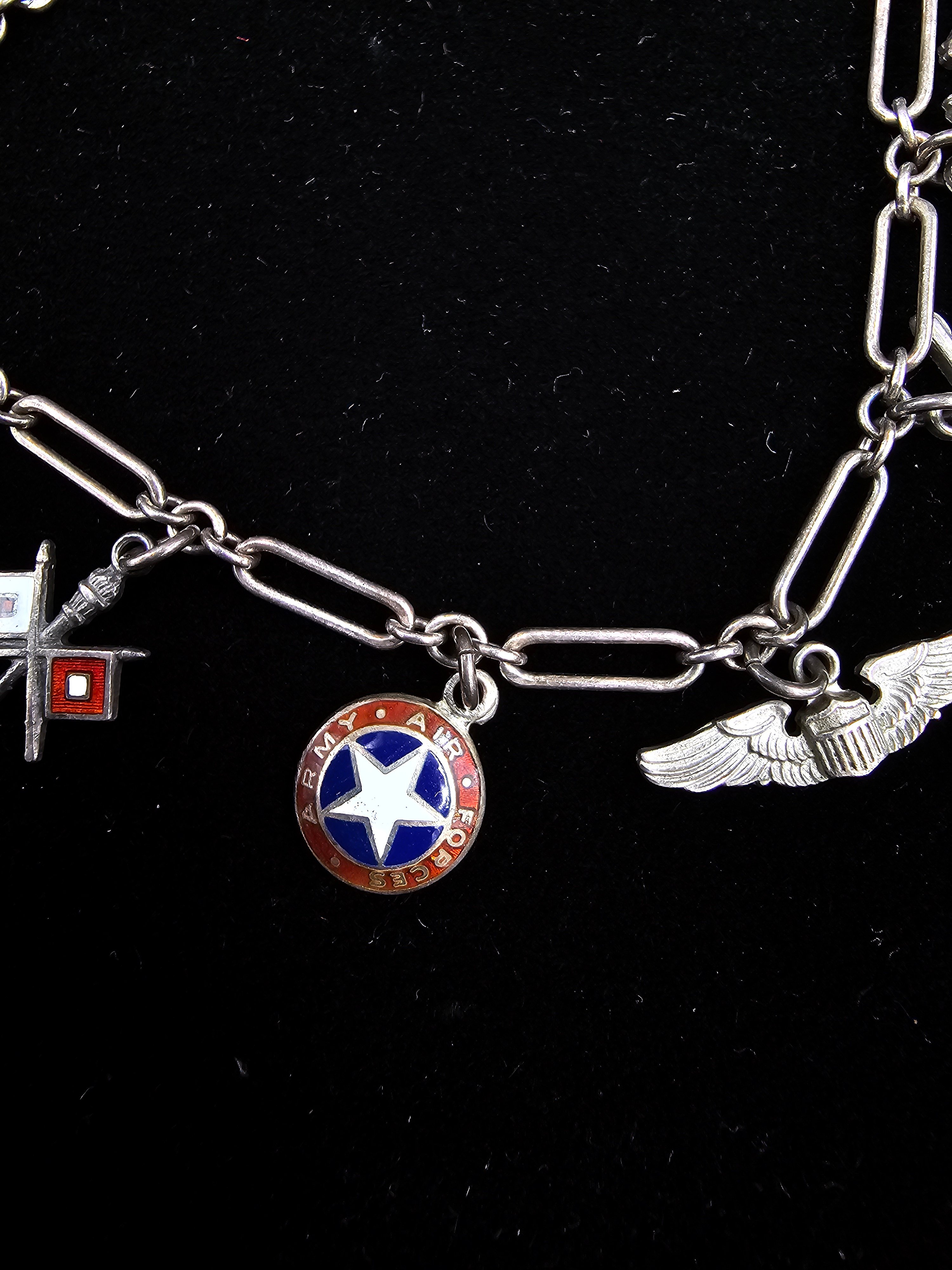 WWII ERA SWEETHEART STERLING CHARM BRACELET — image 2