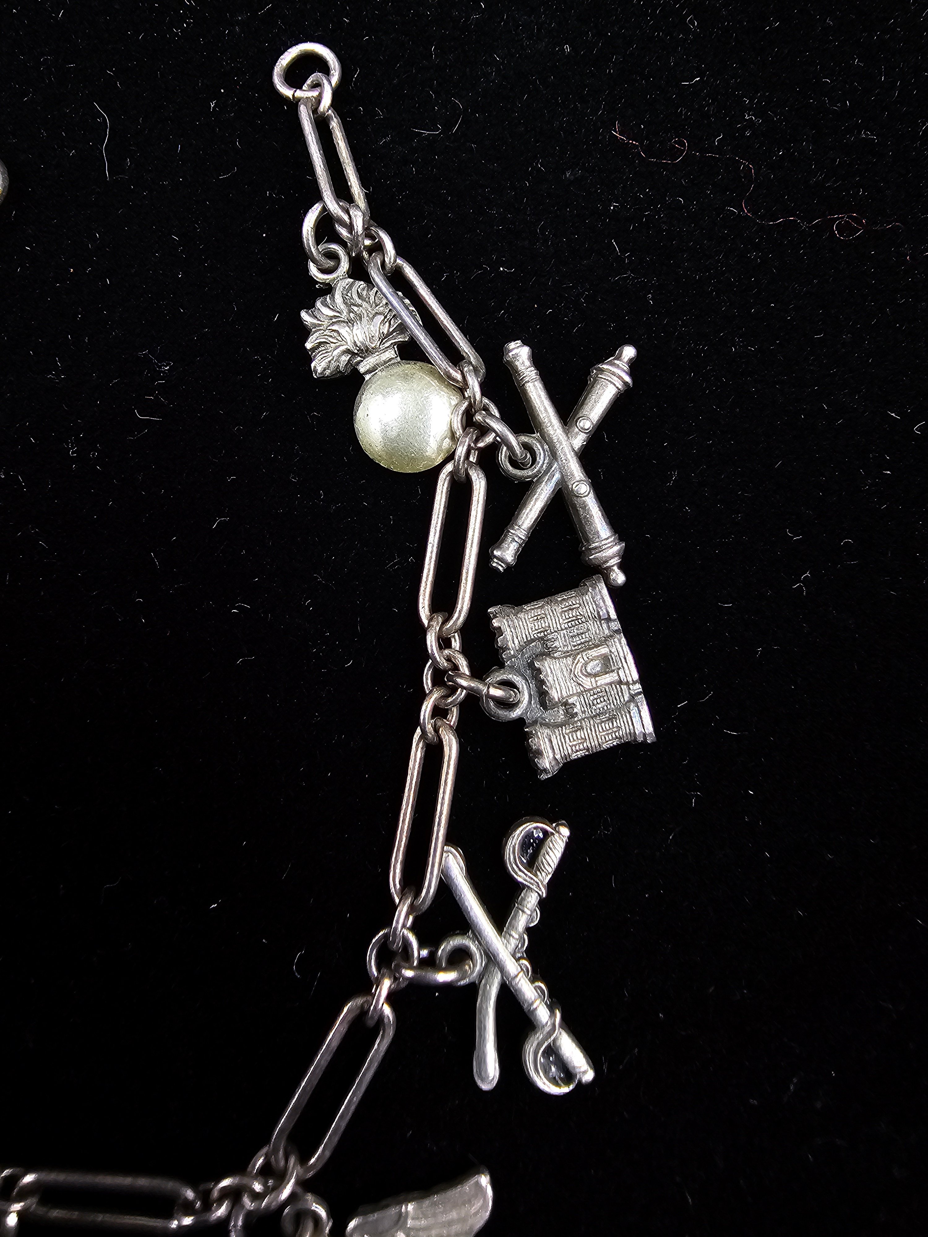 WWII ERA SWEETHEART STERLING CHARM BRACELET — image 3