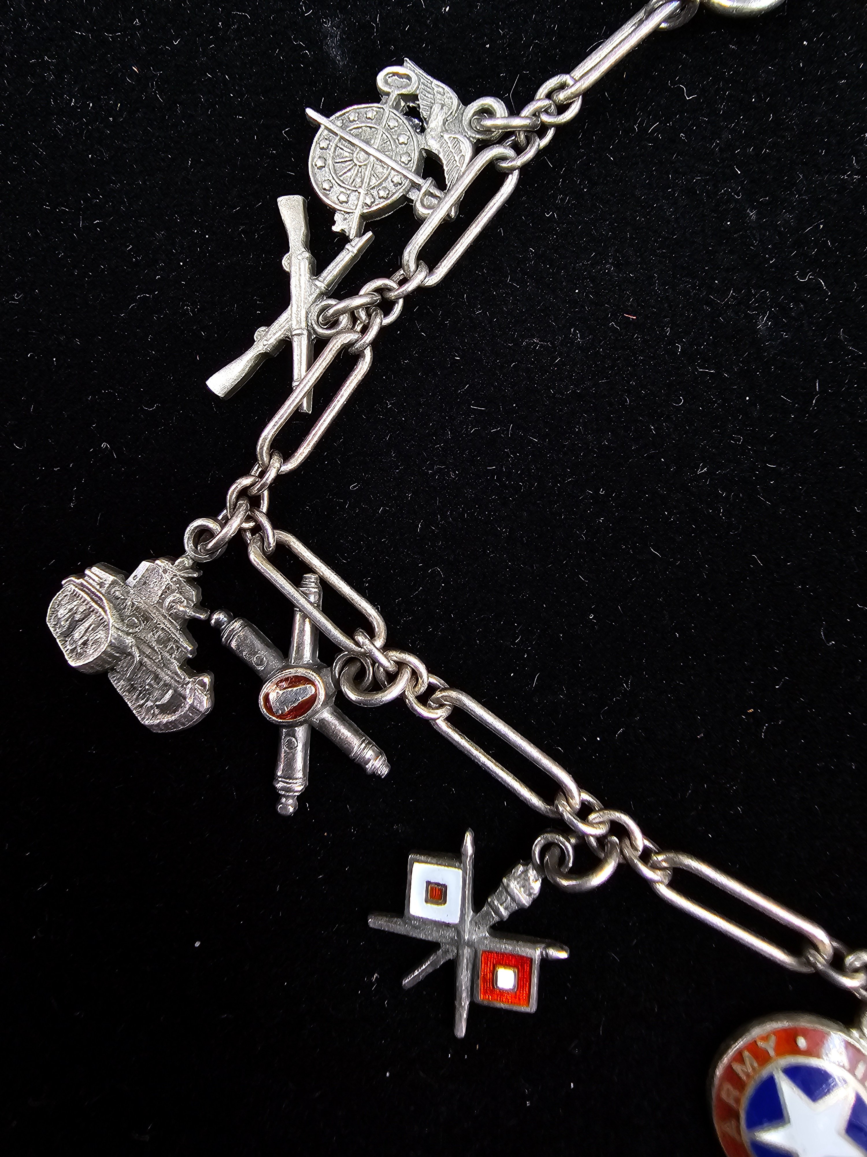 WWII ERA SWEETHEART STERLING CHARM BRACELET — image 4