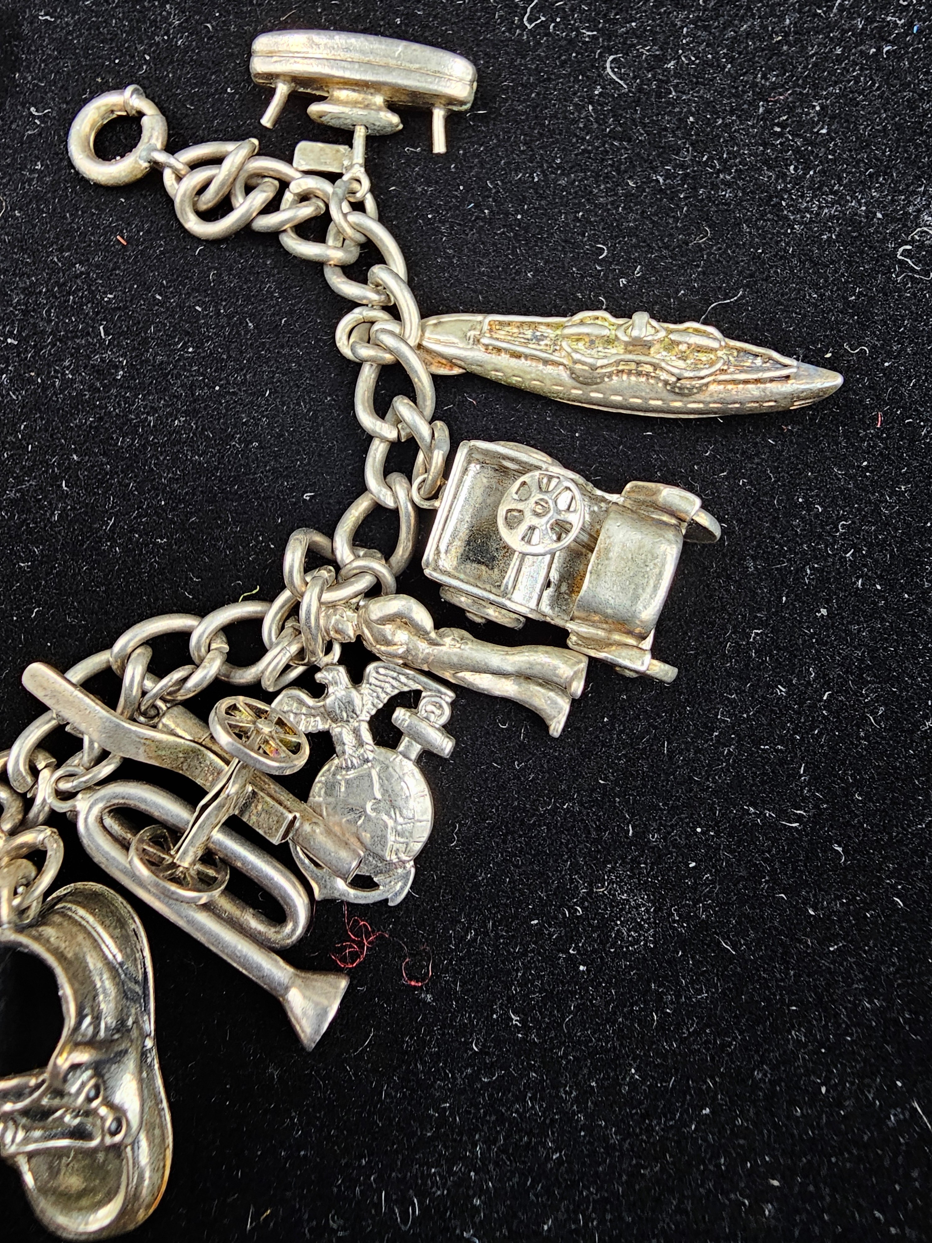 WWII ERA STERLING SWEETHEART BRACELET — image 2