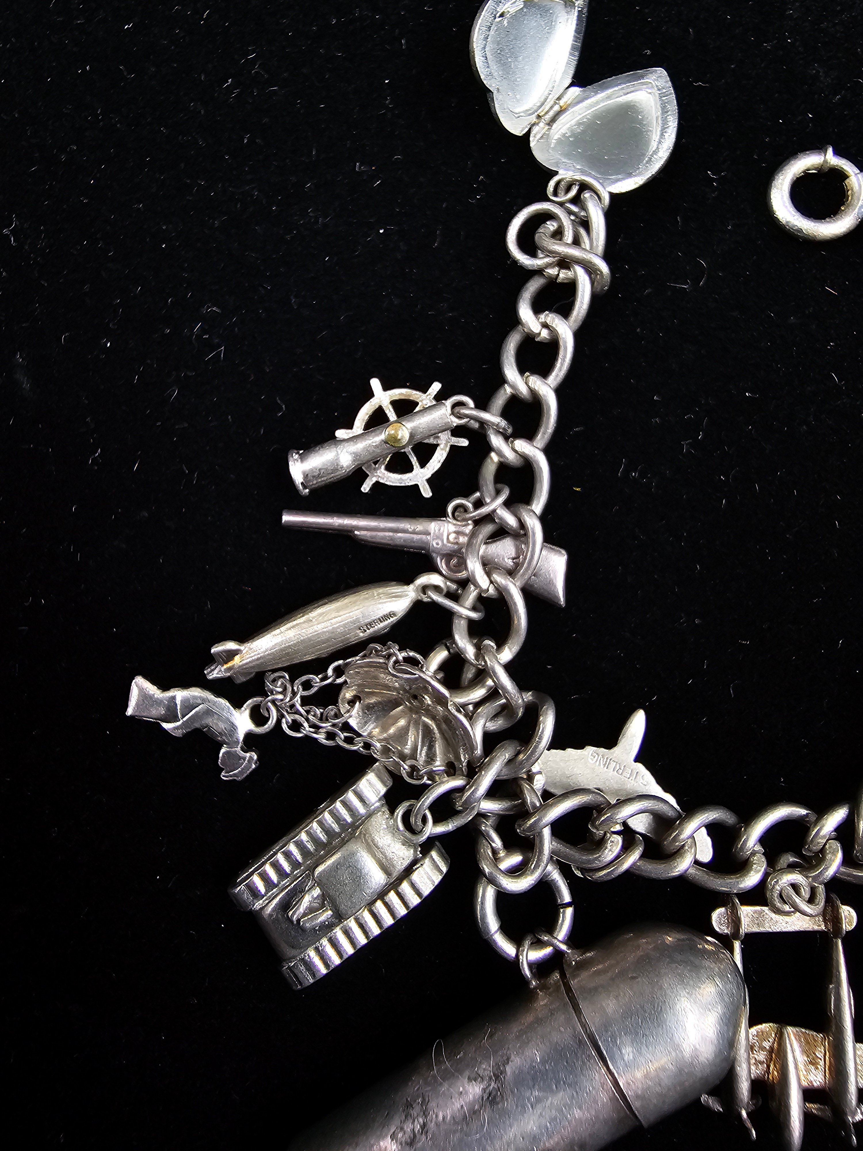 WWII ERA STERLING SWEETHEART BRACELET — image 3