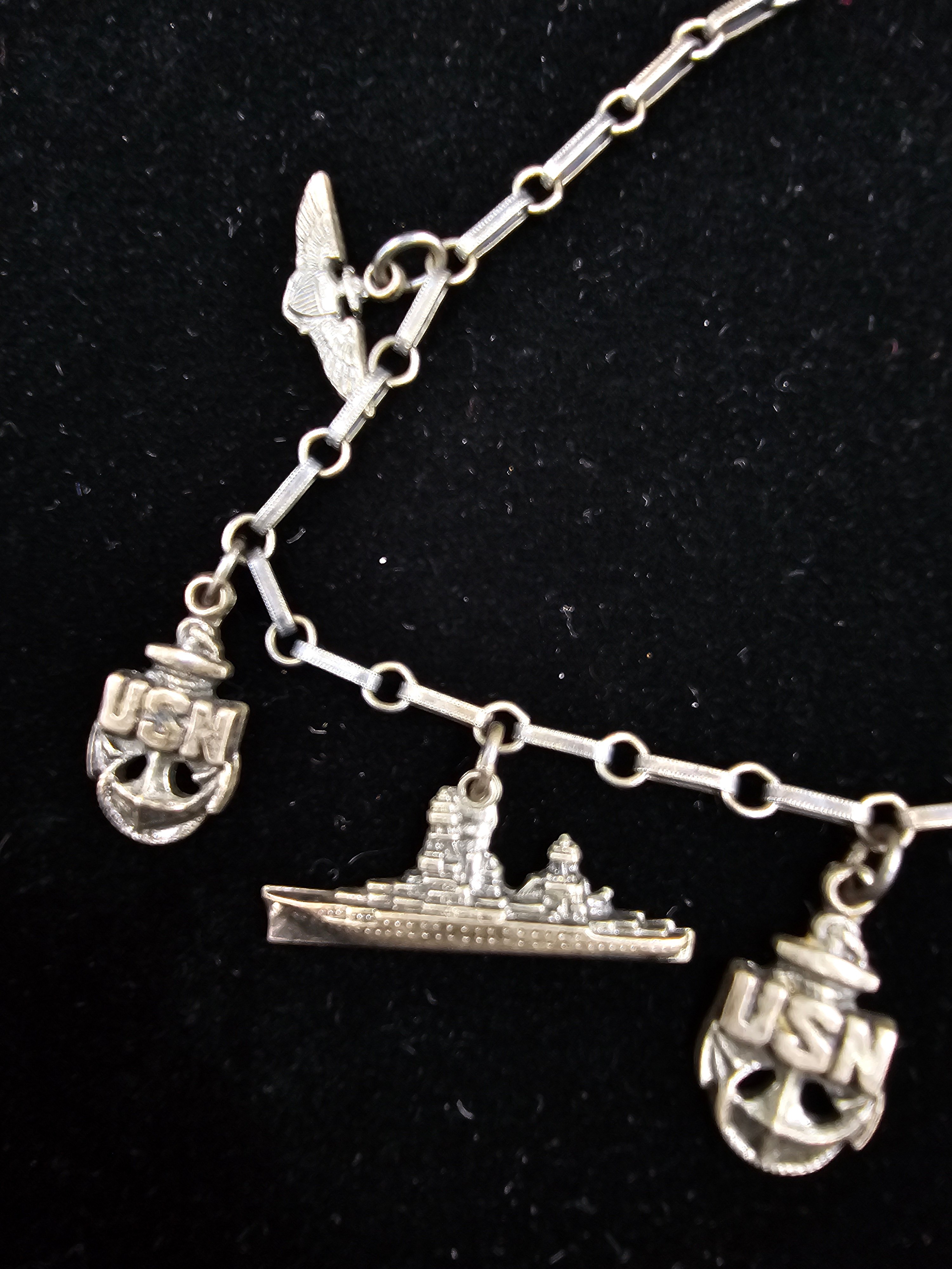 WWII ERA NAVY STERLING SWEETHEART BRACELET — image 2