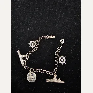 WWII US NAVY STERLING SILVER SWEETHEART CHARM BRACELET