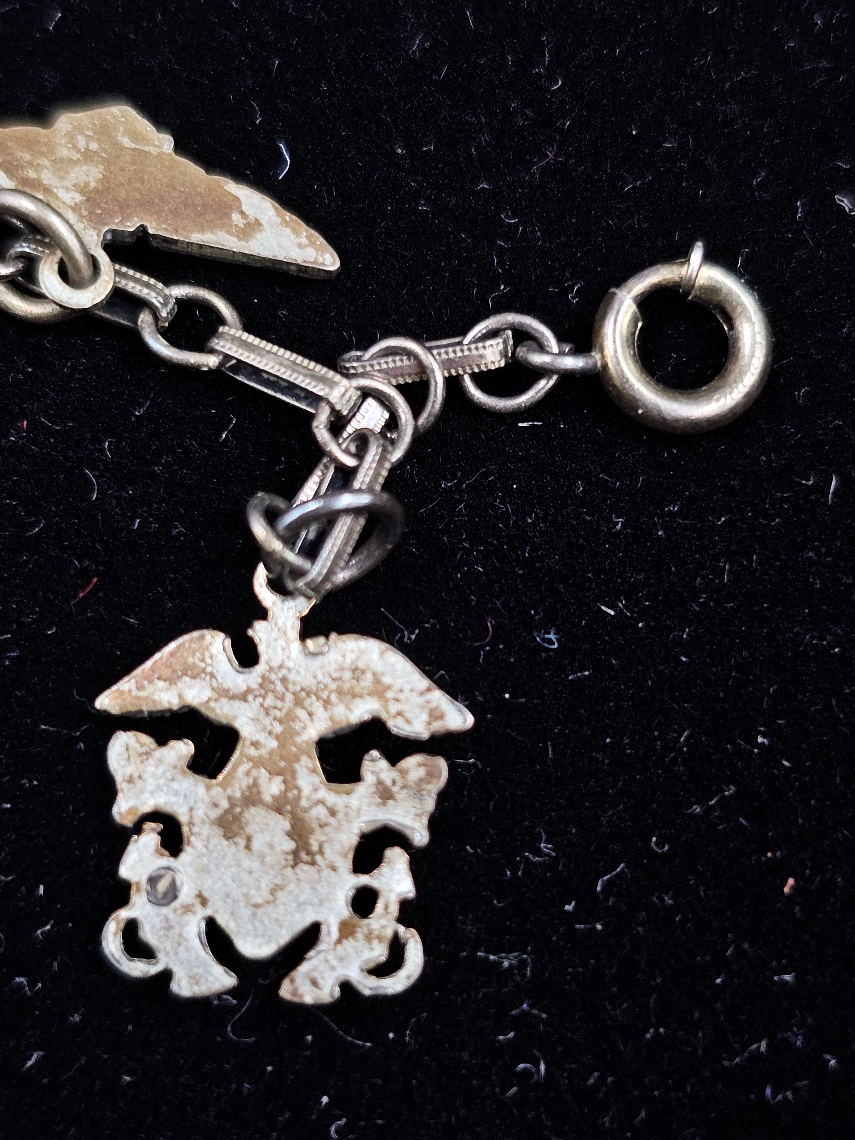 WWII ERA NAVY SILVER STERLING SWEETHEART CHARM BRACELET — image 4