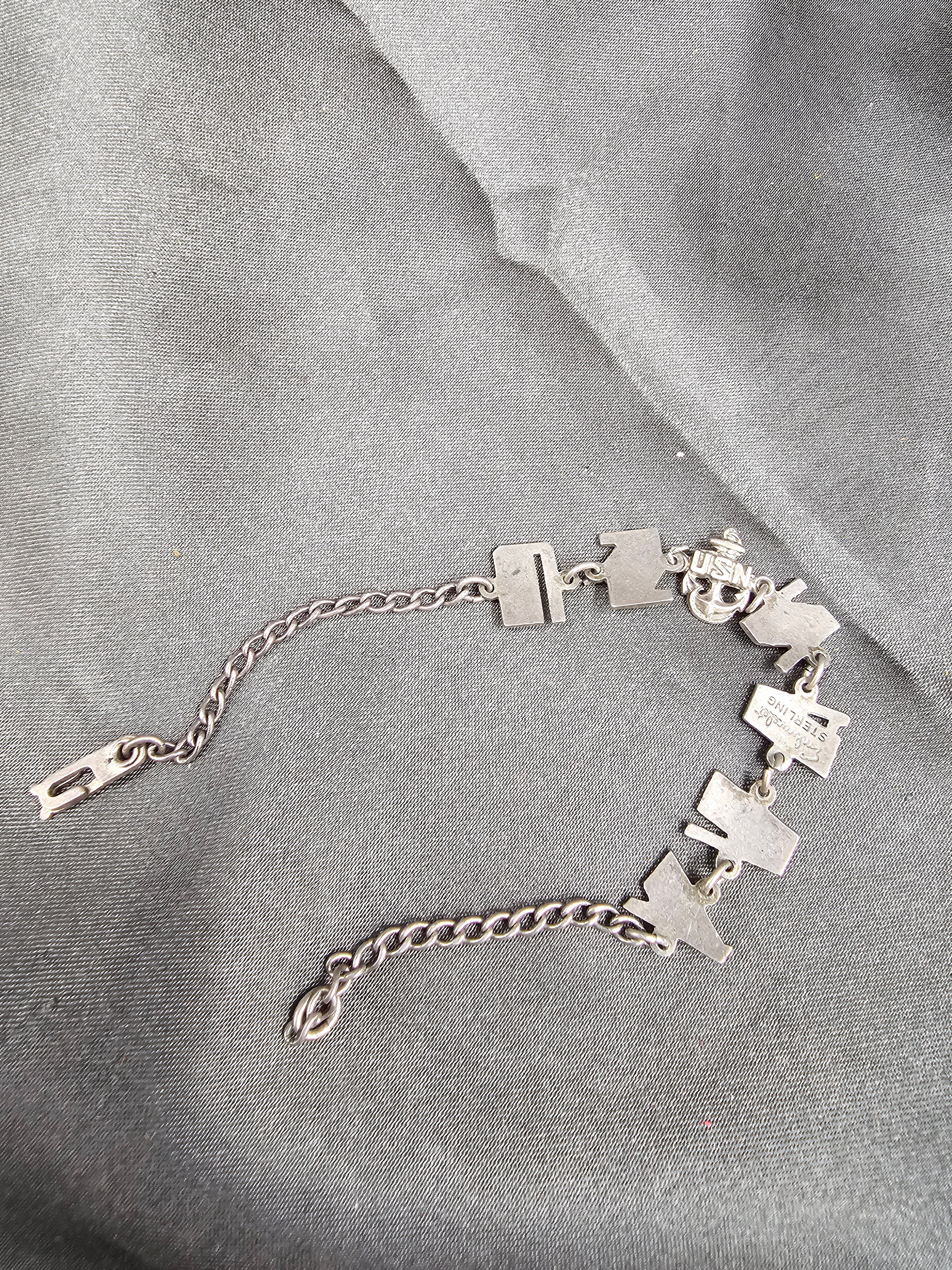 WWII US NAVY SILVER STERLING BRACELET — image 2