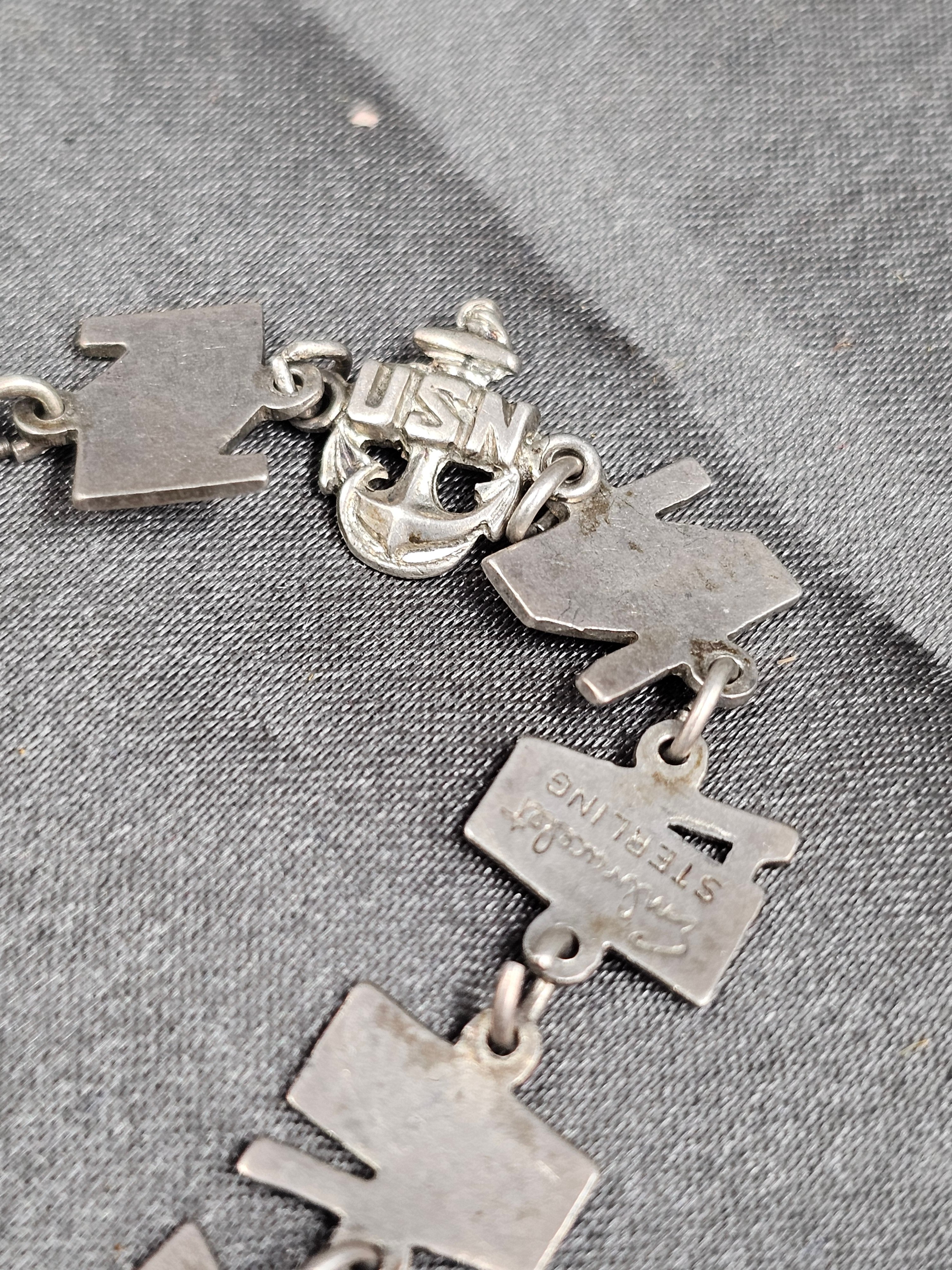 WWII US NAVY SILVER STERLING BRACELET — image 3