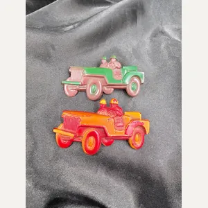 WWII CELLULOID WILLYS JEEPS SWEETHEART BROOCHES