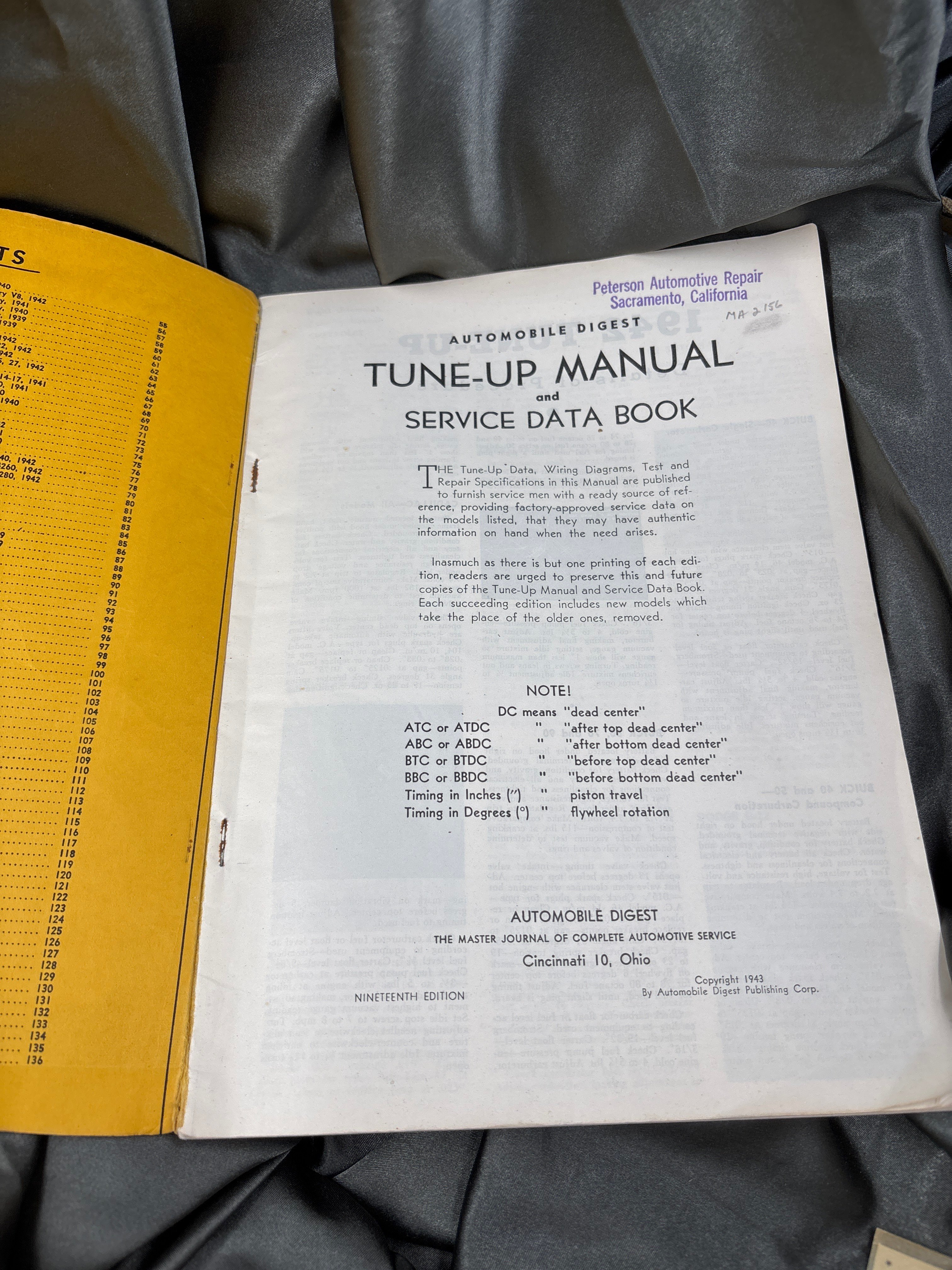 WWII SERVICE TUNE-UP SERVICE DATA BOOK — image 6