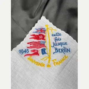 WWII 1945 SOUVENIR OF FRANCE HANDKERCHIEF