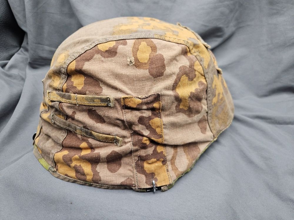 Original WWII German SS Type II Oak Helmet Cover — image 4