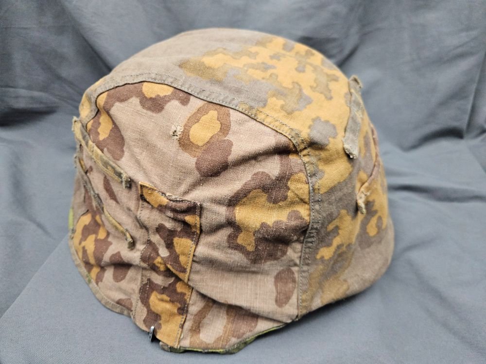 Original WWII German SS Type II Oak Helmet Cover — image 5