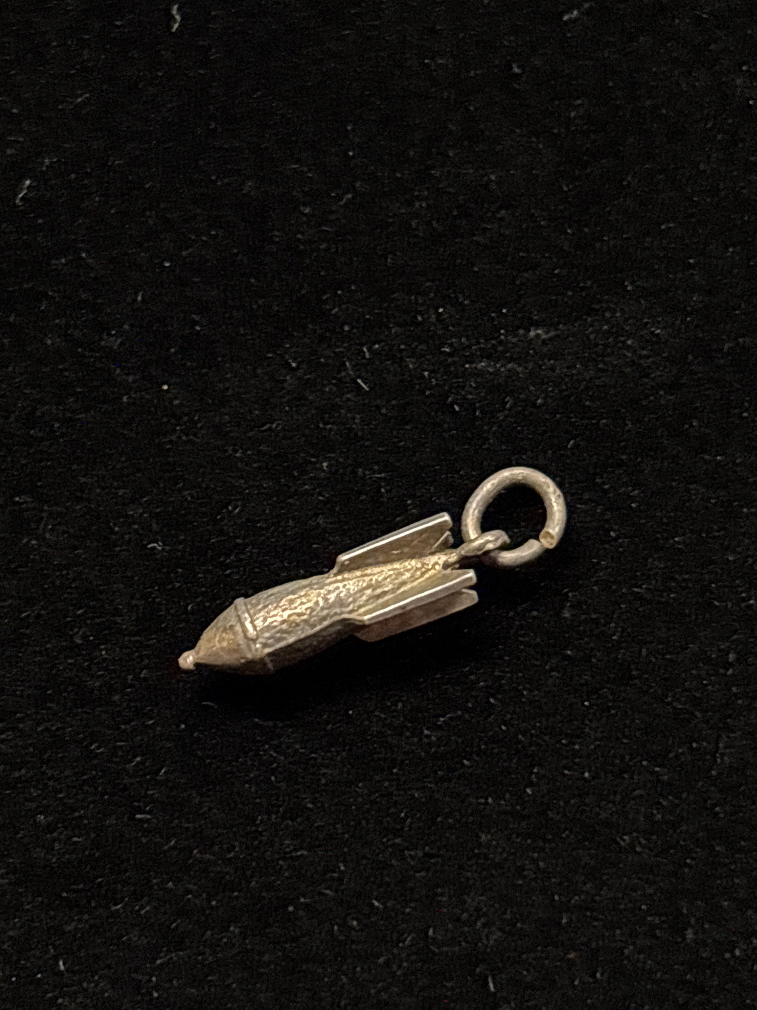 WWII ERA SMALL BRACELET BOMB CHARM STERLING SILVER — image 2