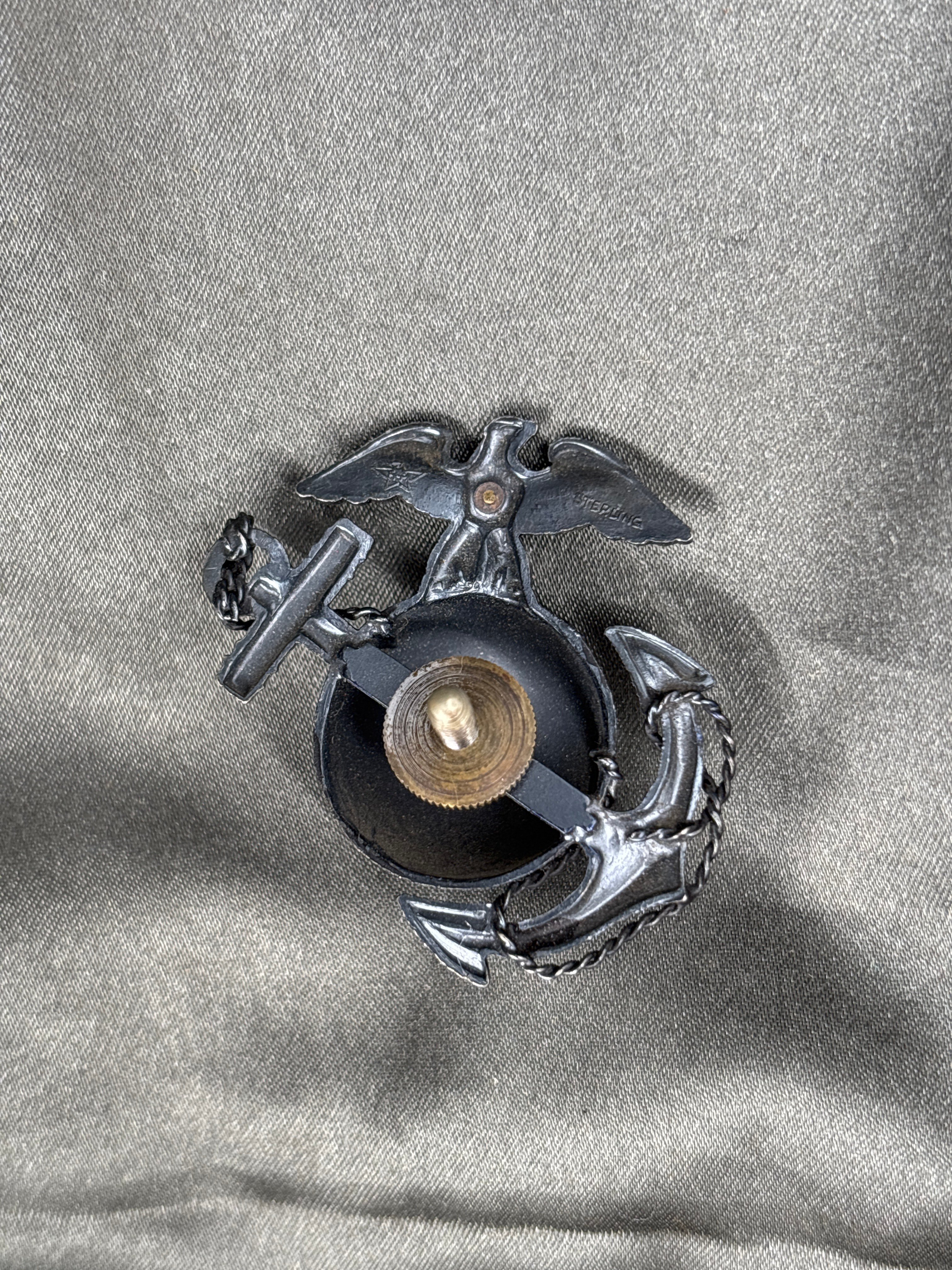 WWII US MARINE CORPS CAP STERLING SILVER EGA — image 2