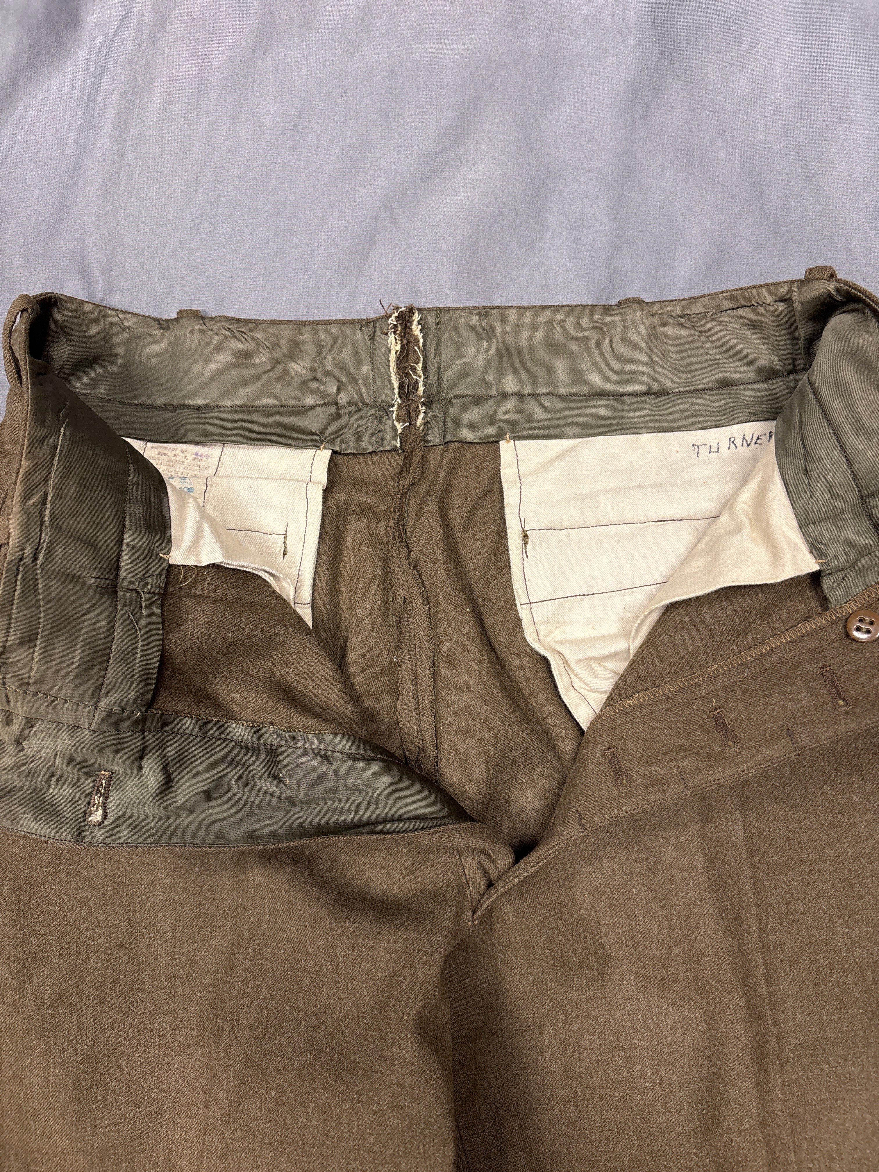 WWII US FRENCH MADE CLASS A WOOL TROUSERS 33x34 — image 3