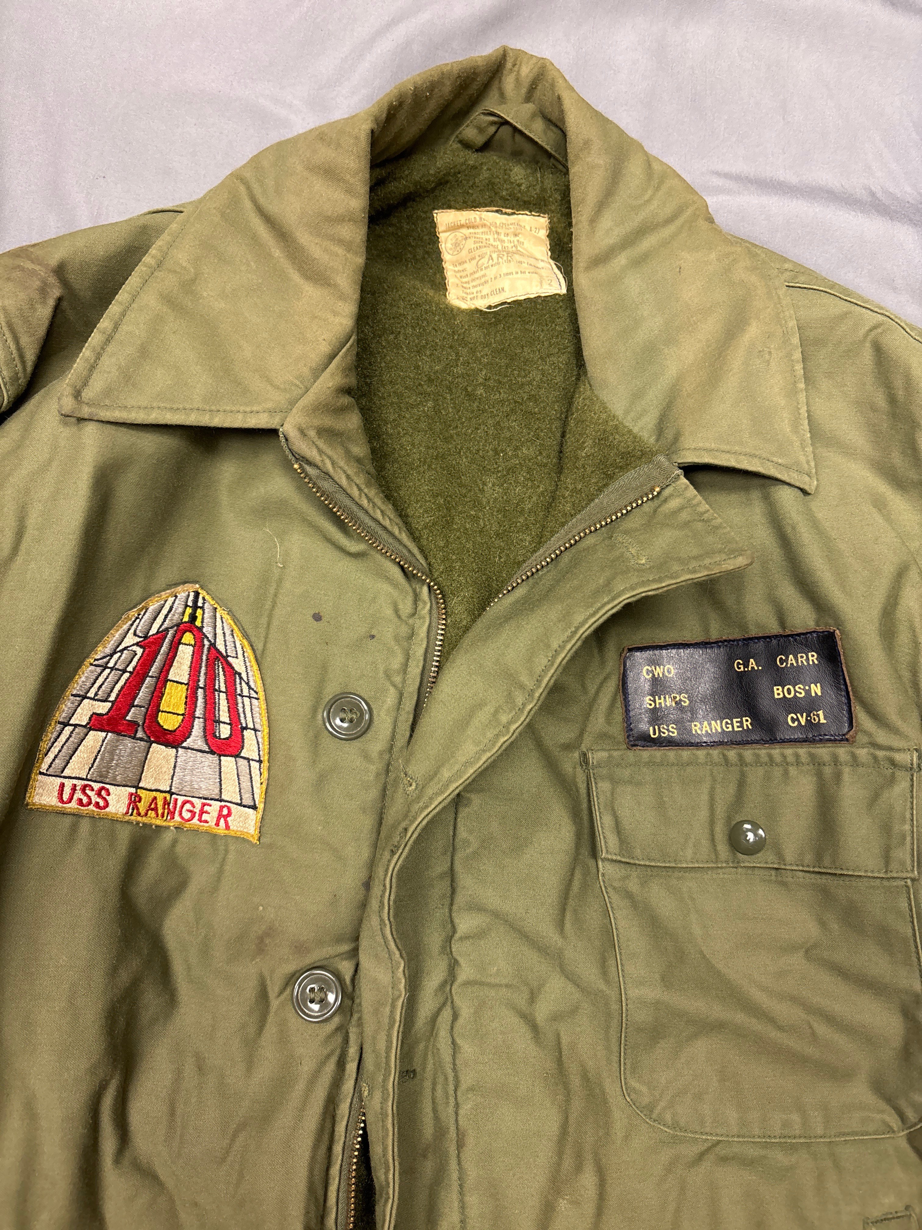 1970s US NAVY A-2 DECK JACKET USS RANGER SIZE LARGE — image 2
