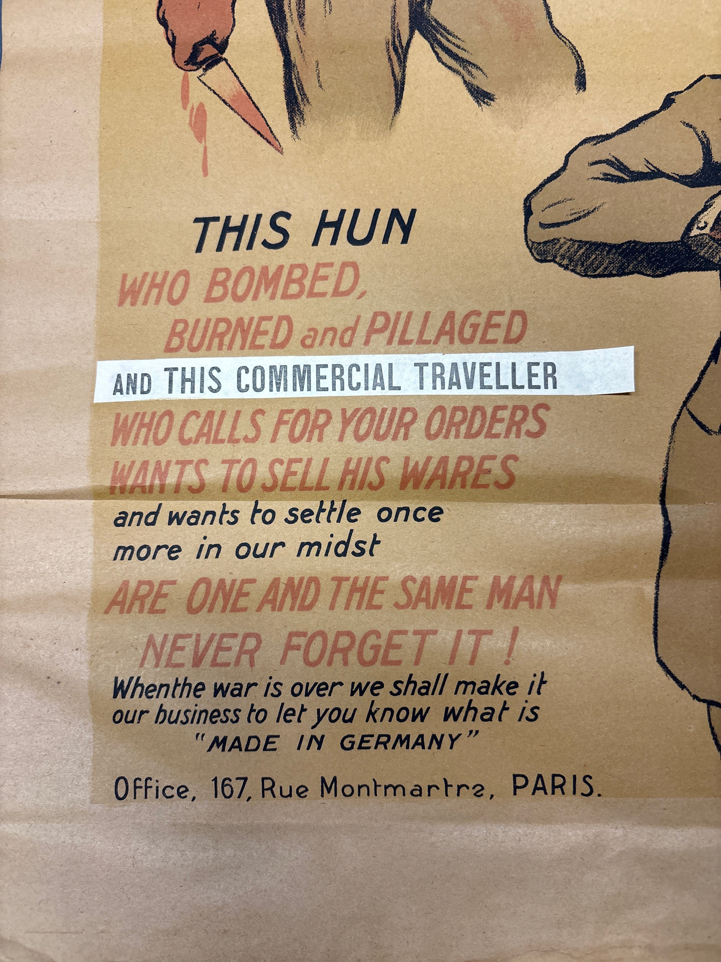 WWI ANTI GERMAN PROPAGANDA POSTER — image 3