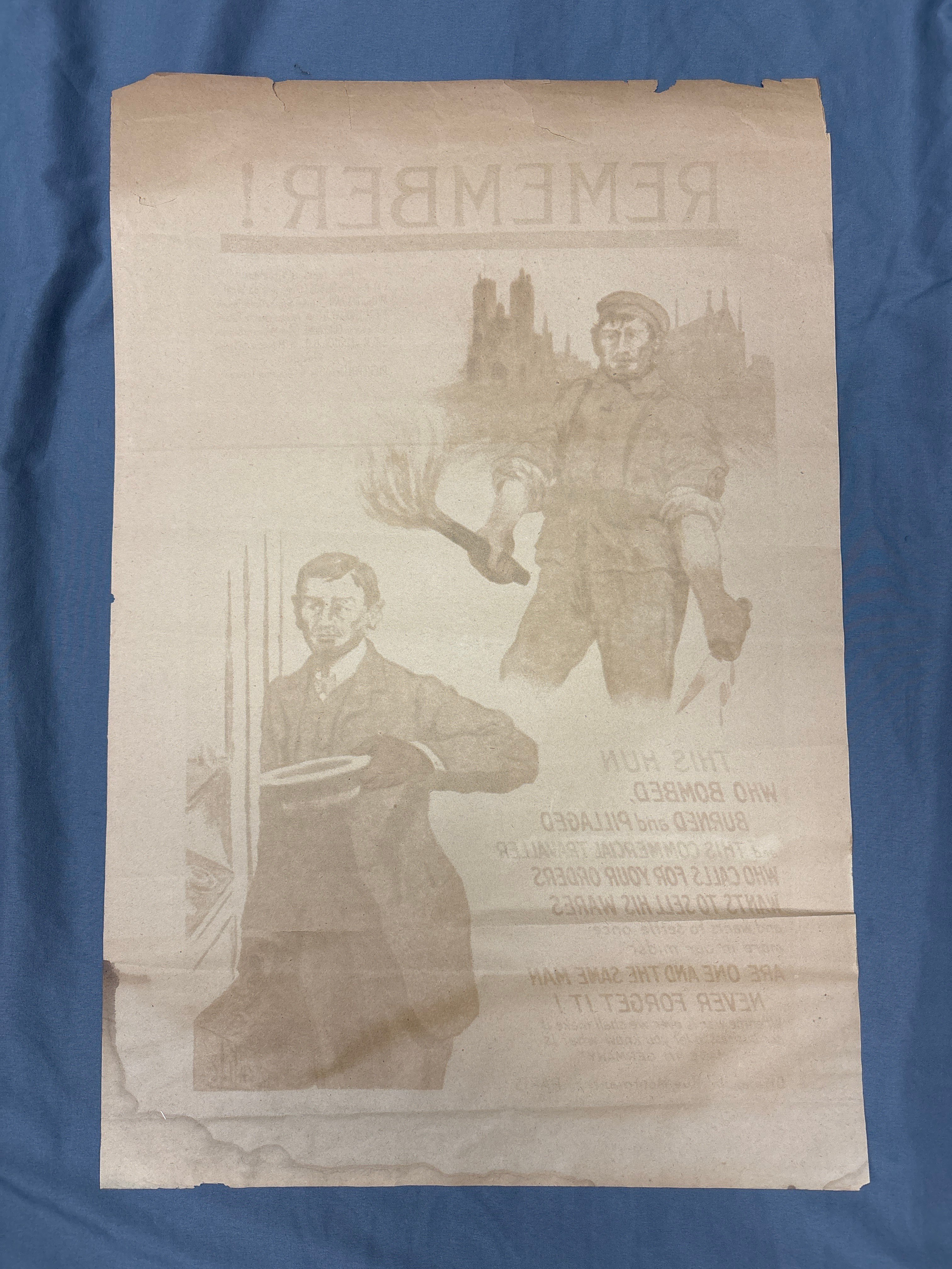 WWI ANTI GERMAN PROPAGANDA POSTER — image 5