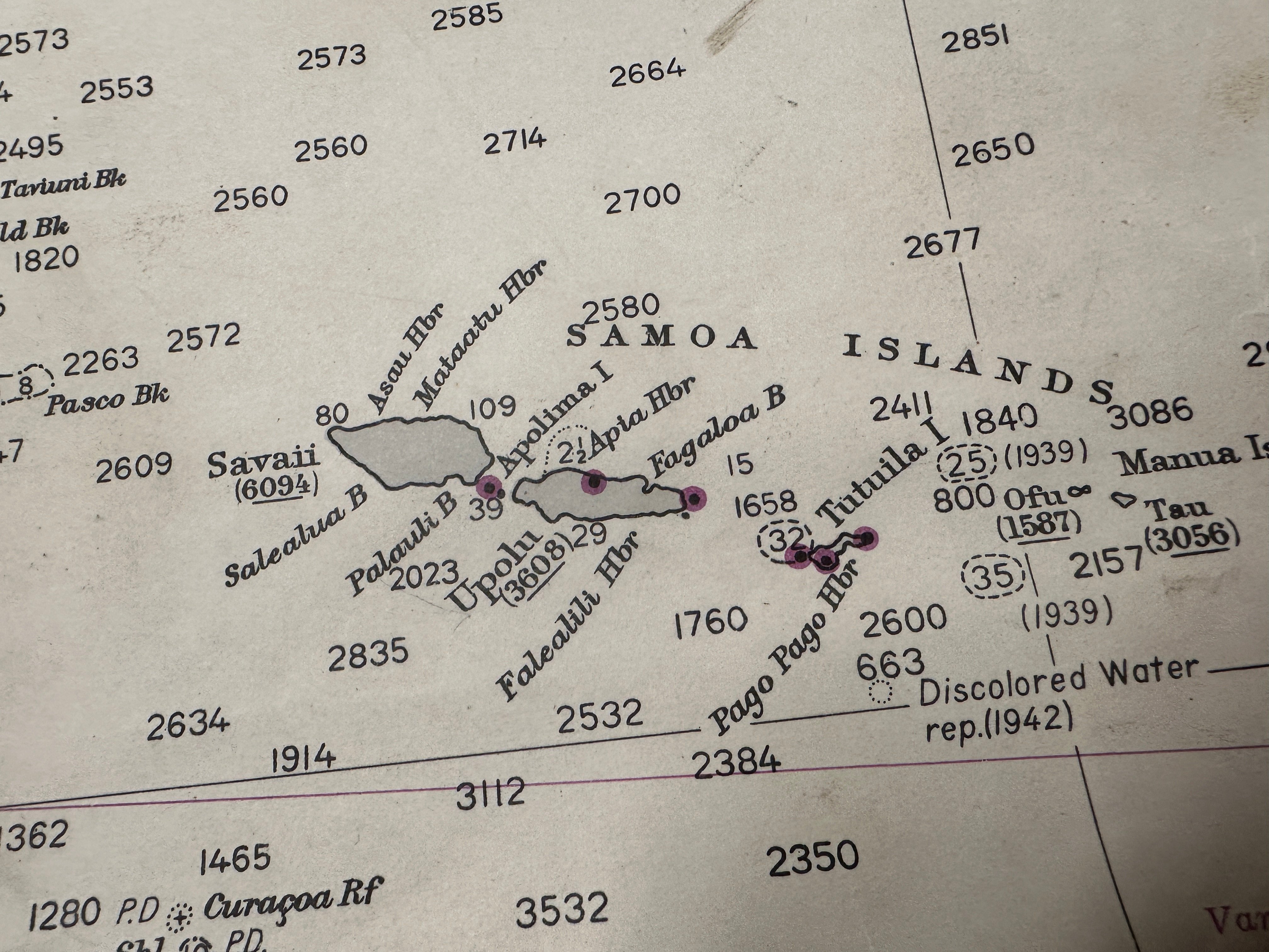 WWII US NAVY MAP - 1943 SAMOA ISLANDS TO NEW GUINEA — image 3