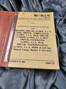 1957 MAINTENANCE ALLOWANCE MANUALS ARMY VEHICLES