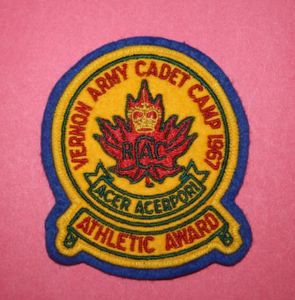 1967 RCAC Vernon Cadet Camp Athletic Award Patch