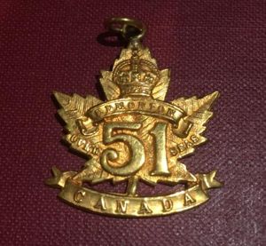 51st Edmonton Battalion Gold Pendant