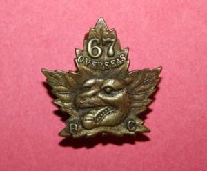 67 Battalion Western Scots Left Collar Badge