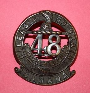 15 Battalion (48 Highlanders of Canada) Cap Badge - Large …