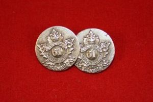 WW1 Sterling Silver 61st Bn Cuff Link (Winnipeg)