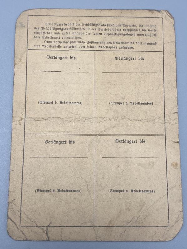 WW2 Polish Jewish Workers Card Litzmannstadt Dated 1941 Nazi Occupation — image 2