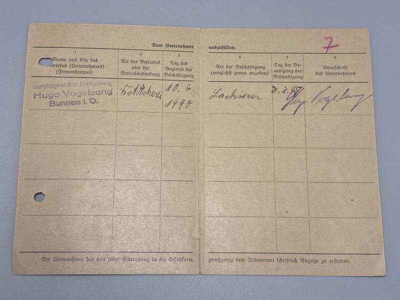 WW2 Polish Workers Card for Arbeitsbuch Dated 1942 — image 3