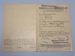 WW2 Polish Workers Card for Arbeitsbuch Dated 1942