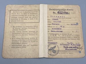 WW2 Polish Workers Card Dated 1940 Railway Worker Nazi Occupation