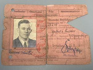 WW2 Polish Worker ID Card Deutsche Reichbahn Dated 1944