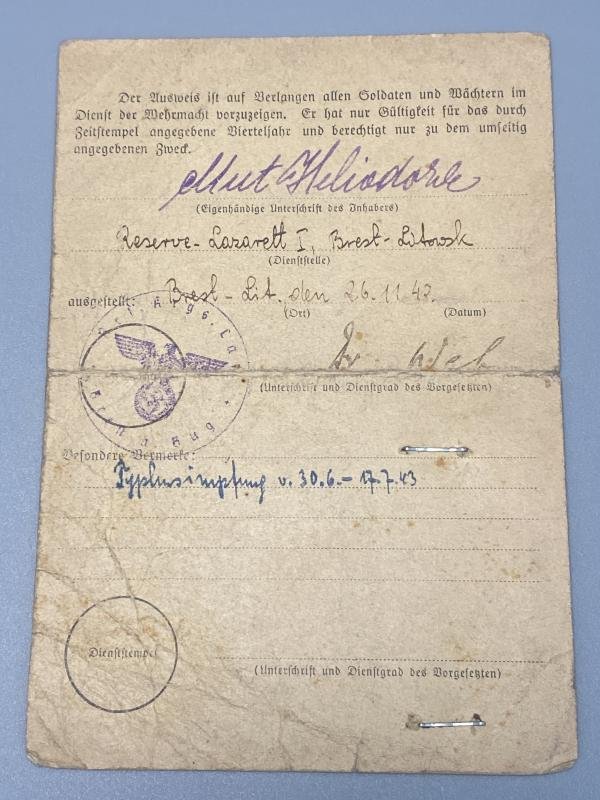 WW2 Polish Worker ID Card Field Hospital X Ray Assistant — image 2