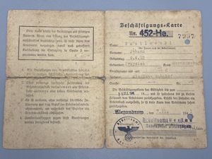 WW2 Polish Workers Card Railway Worker Nazi Occupation