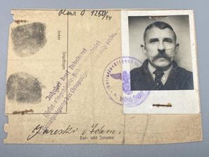 WW2 Polish Labourer ID Card With Fingerprints