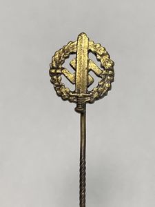 Bronze SA Sports Badge Stick Pin Miniature Marked '6'