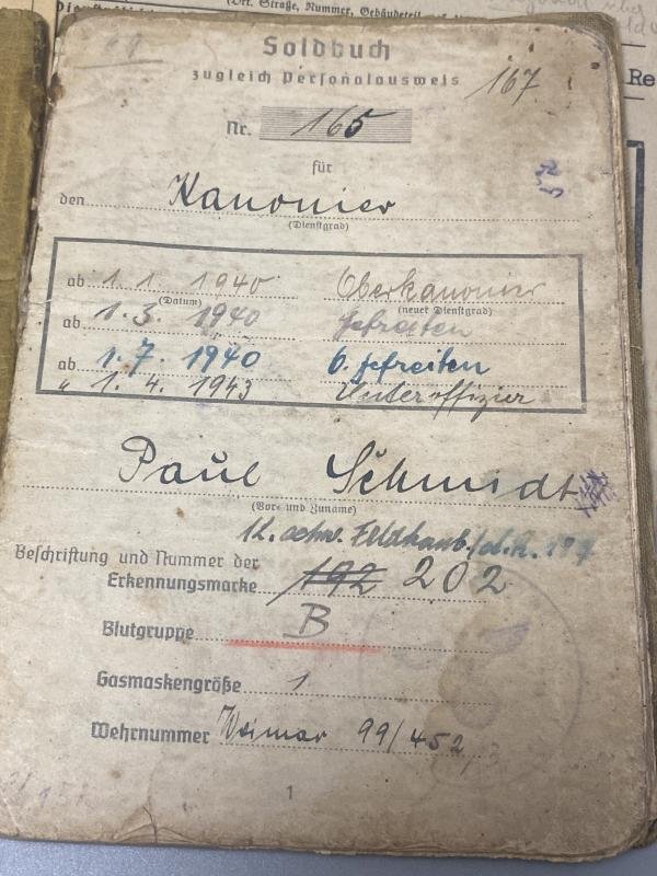 German Army Soldbuch Group Unteroffizier Paul Schmidt A.R.187 — image 3
