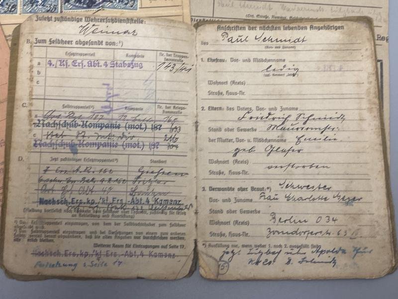 German Army Soldbuch Group Unteroffizier Paul Schmidt A.R.187 — image 5