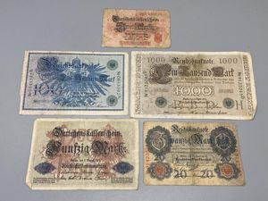 X5 WW1 German Bank Notes