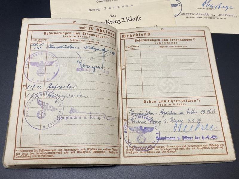 German Army Wehrpass Obergefreiter Georg Bertram 3rd ID & Citations — image 6