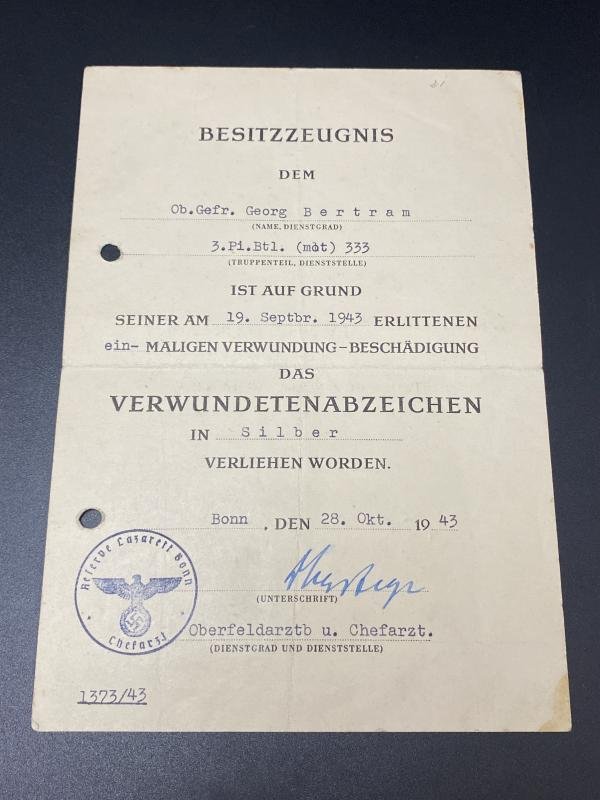 German Army Wehrpass Obergefreiter Georg Bertram 3rd ID & Citations — image 9