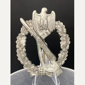 Infantry Assault Badge In Silver R.S.S. Ball Hinge (Missing Hook)