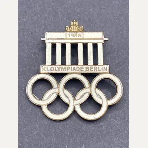 1936 Berlin Summer Olympics Enamel Visitors Badge Paul & Crone …