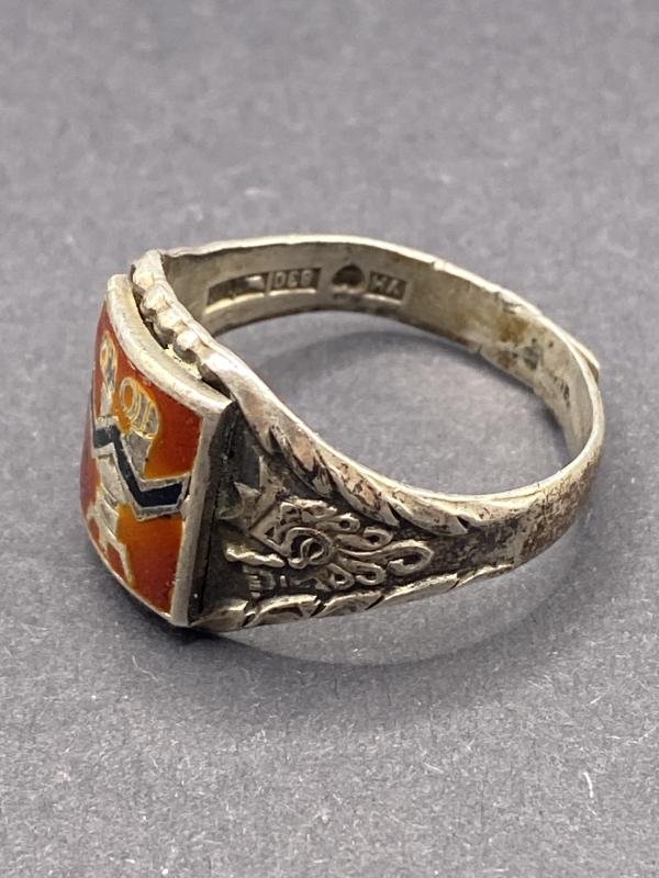 Finnish Army Artillery Officer Silver & Enamel Ring — image 2