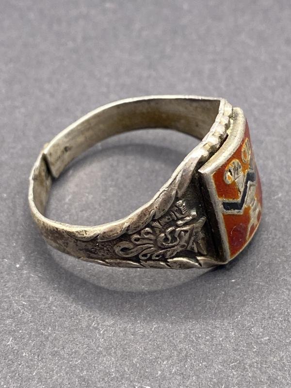 Finnish Army Artillery Officer Silver & Enamel Ring — image 3